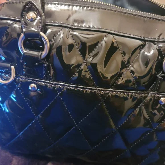 Authentic Black patent leather Coach purse satcheland matching wristlet